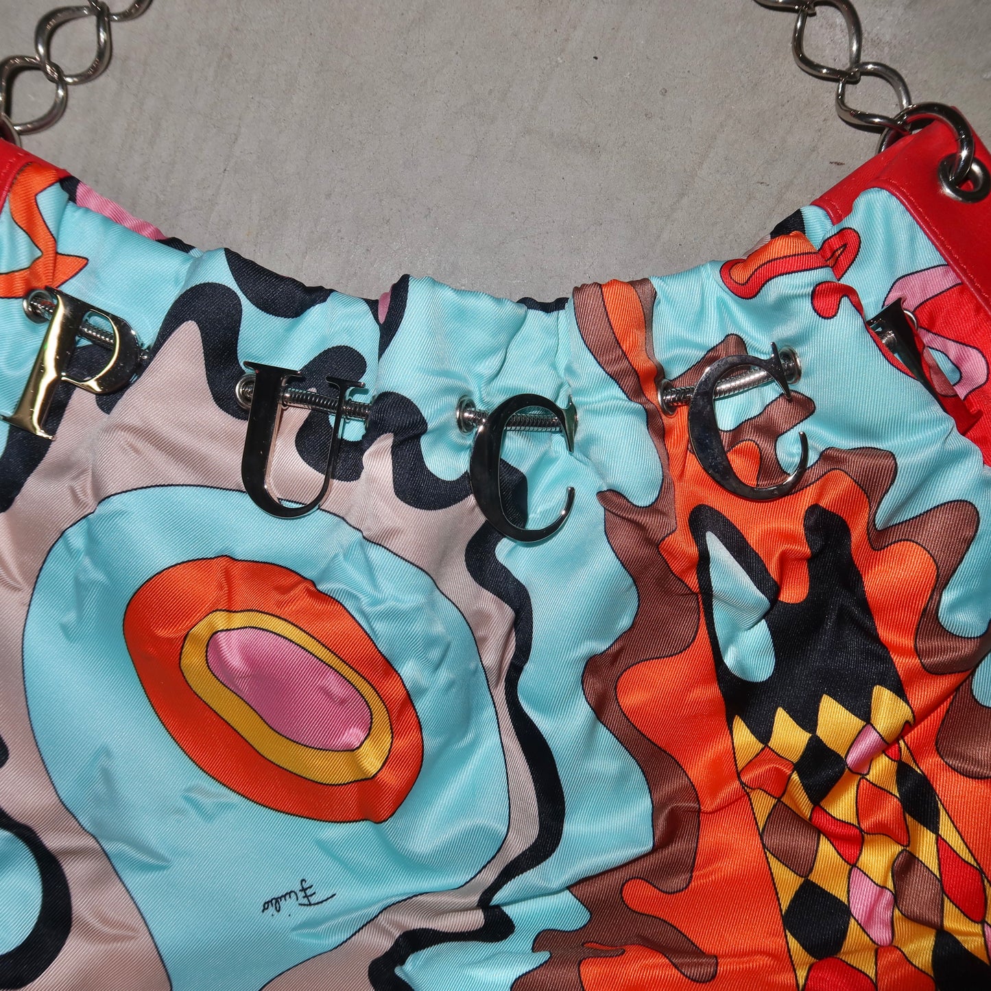 Emilio Pucci Rare Printed Charm Logo Bag