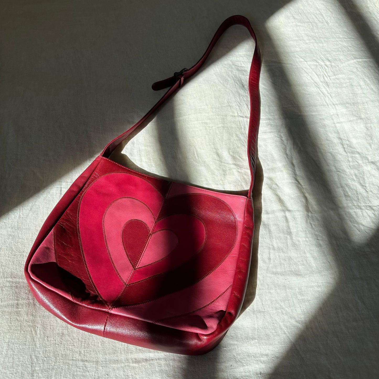 Moschino Leather Heart Print Crossbody Bag