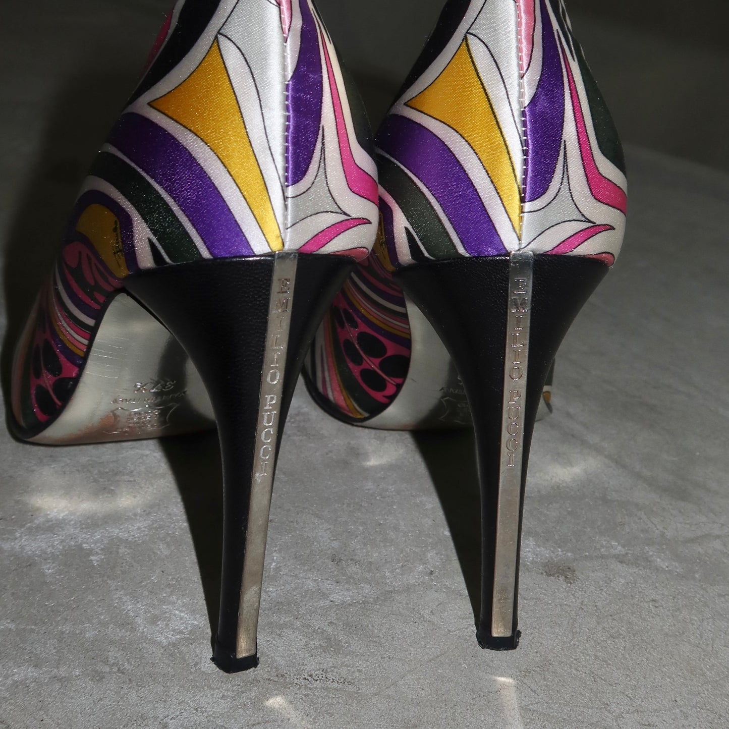 Emilio Pucci Printed Satin Heels (37.5)