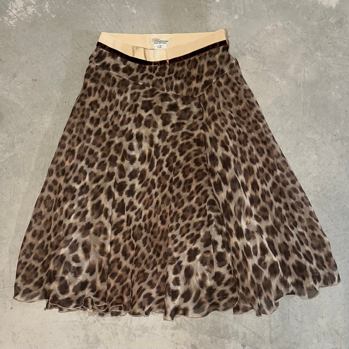 Blumarine Semi Sheer Silk Leopard Print Skirt