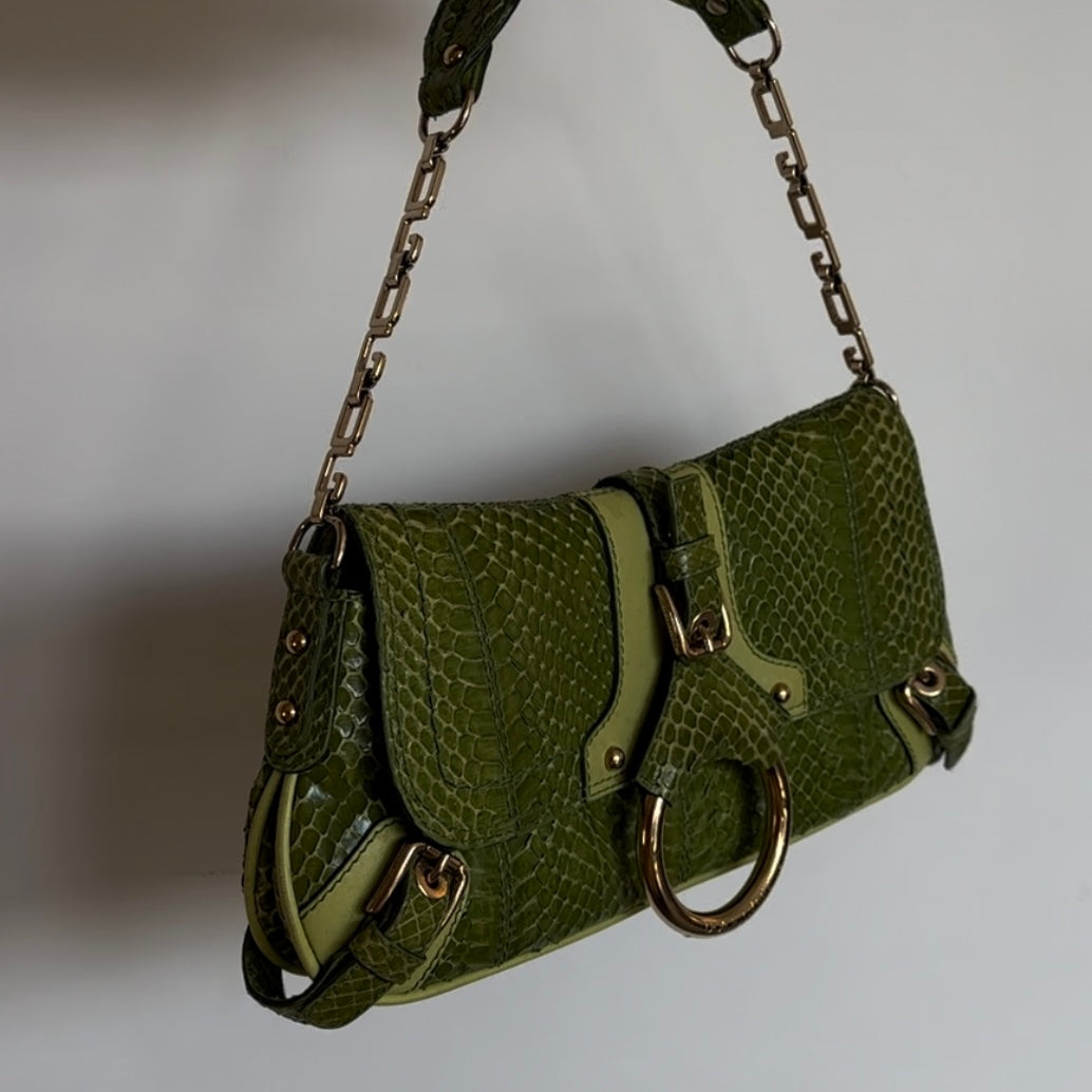 Dolce & Gabbana Flap Front FW04 Green Python Handbag