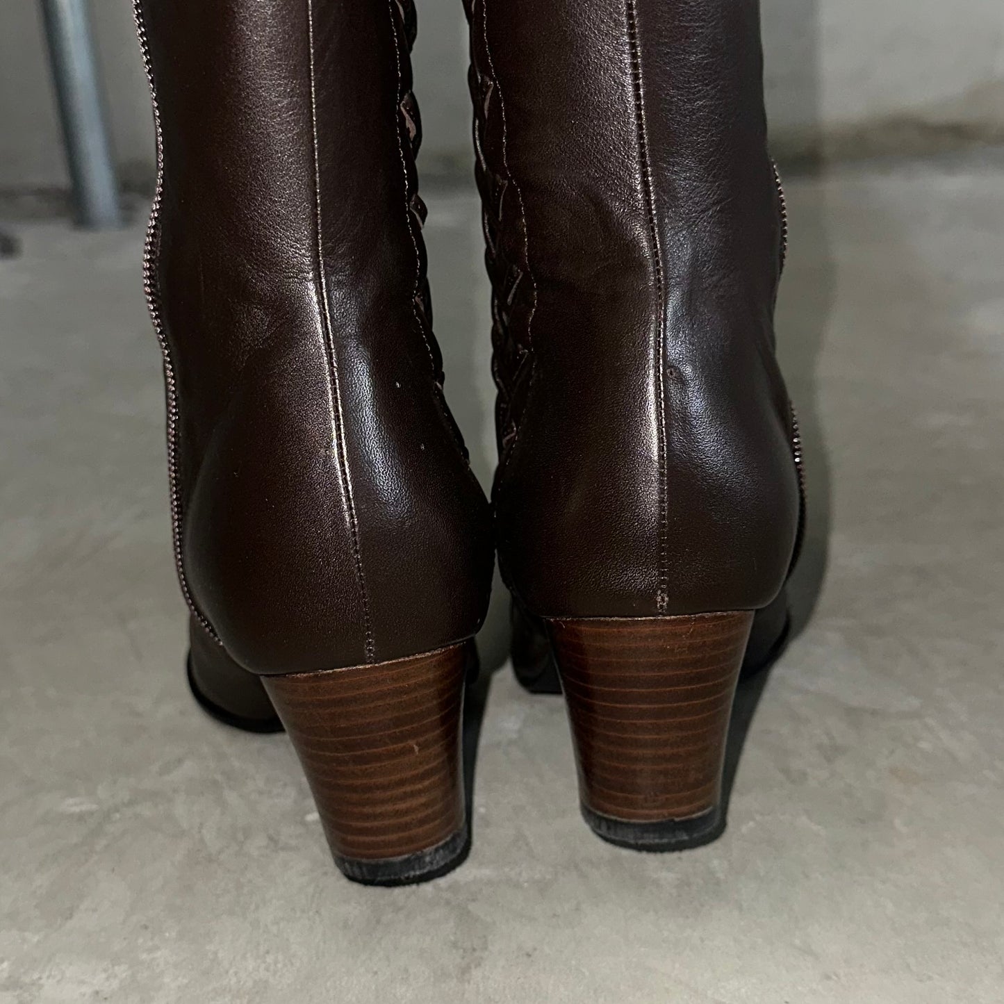 Vintage Leather Boots with Real Fur (38)