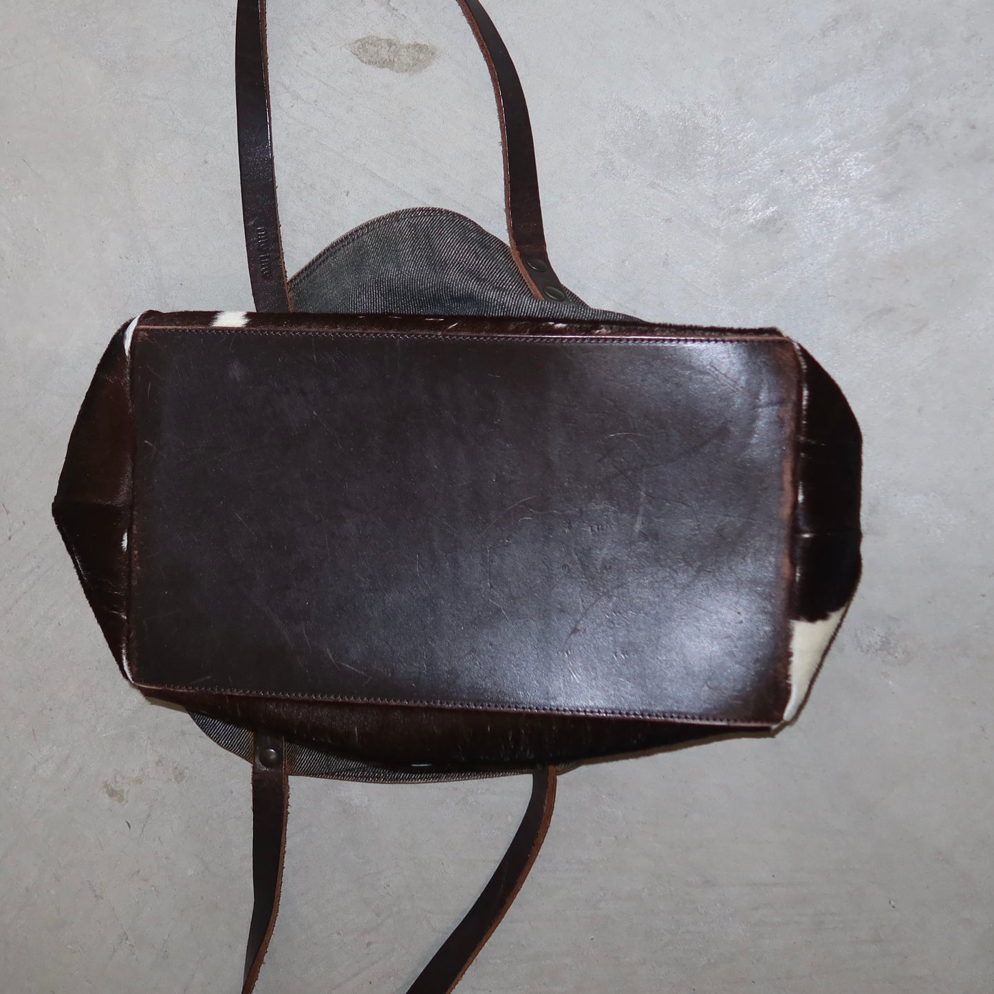 Miu Miu Cowhide and Denim Tote Bag