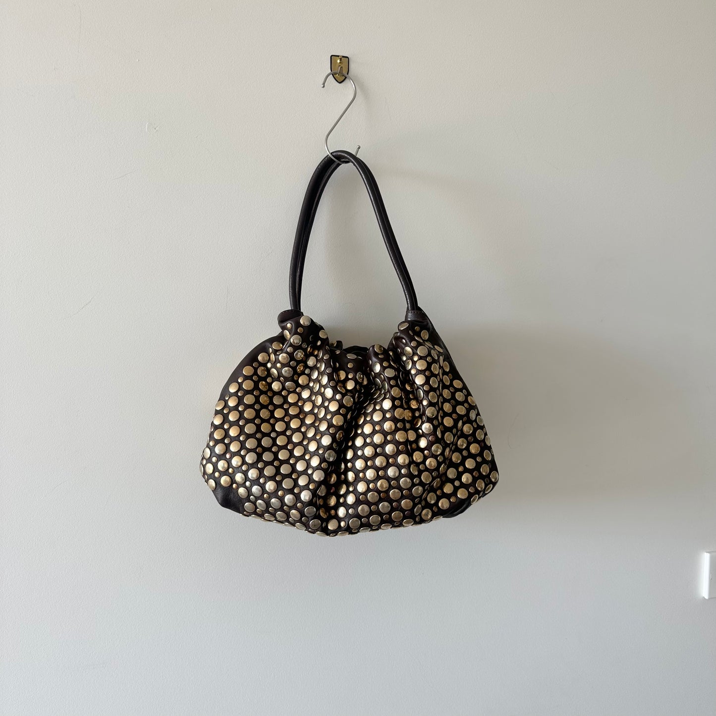 Sonia Rykiel Large Brown Leather Domino Bag