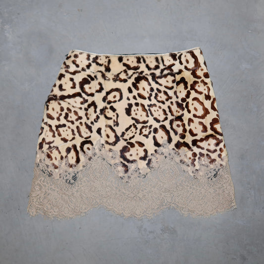 RED by Valentino Cowhide Leopard Print Mini Skirt