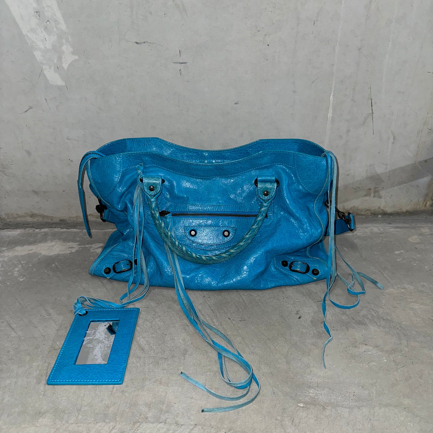 Balenciaga Motorcycle Bag in Bright Blue