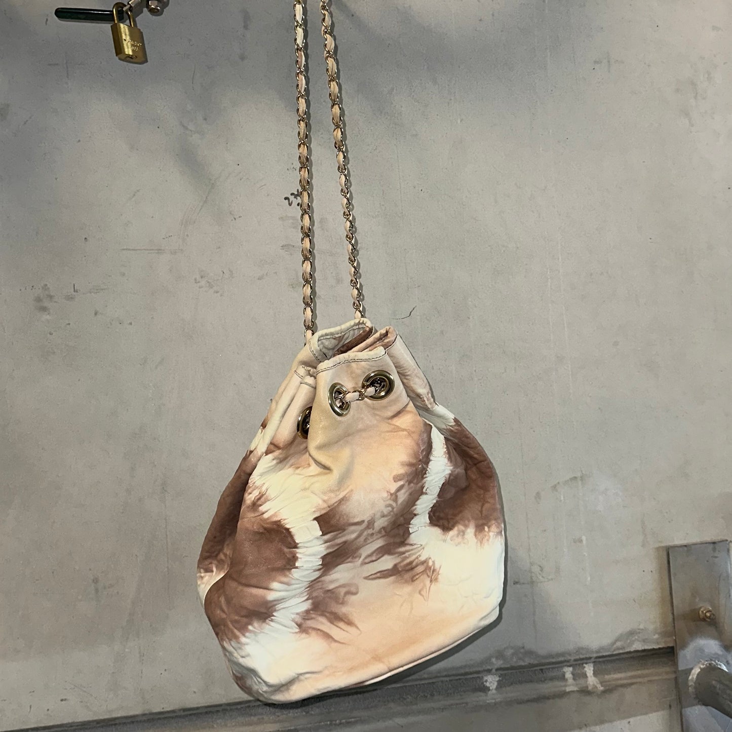 Blumarine SS2010 Tie Dye Leather Bucket Bag with Chain Handle