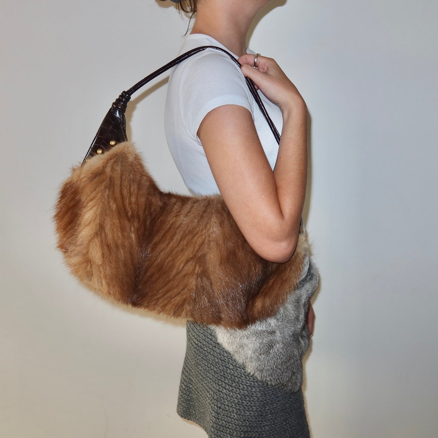 Vintage Italian Mink Fur Shoulder Bag