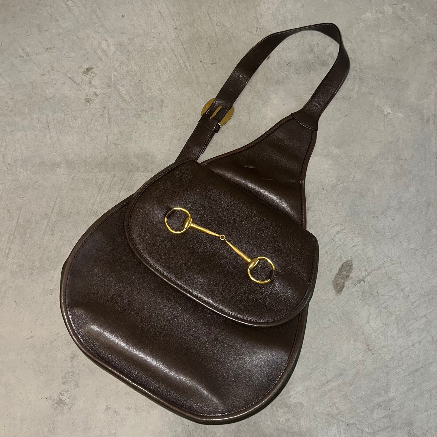 Gucci Brown Leather Horse-Bit Crossbody