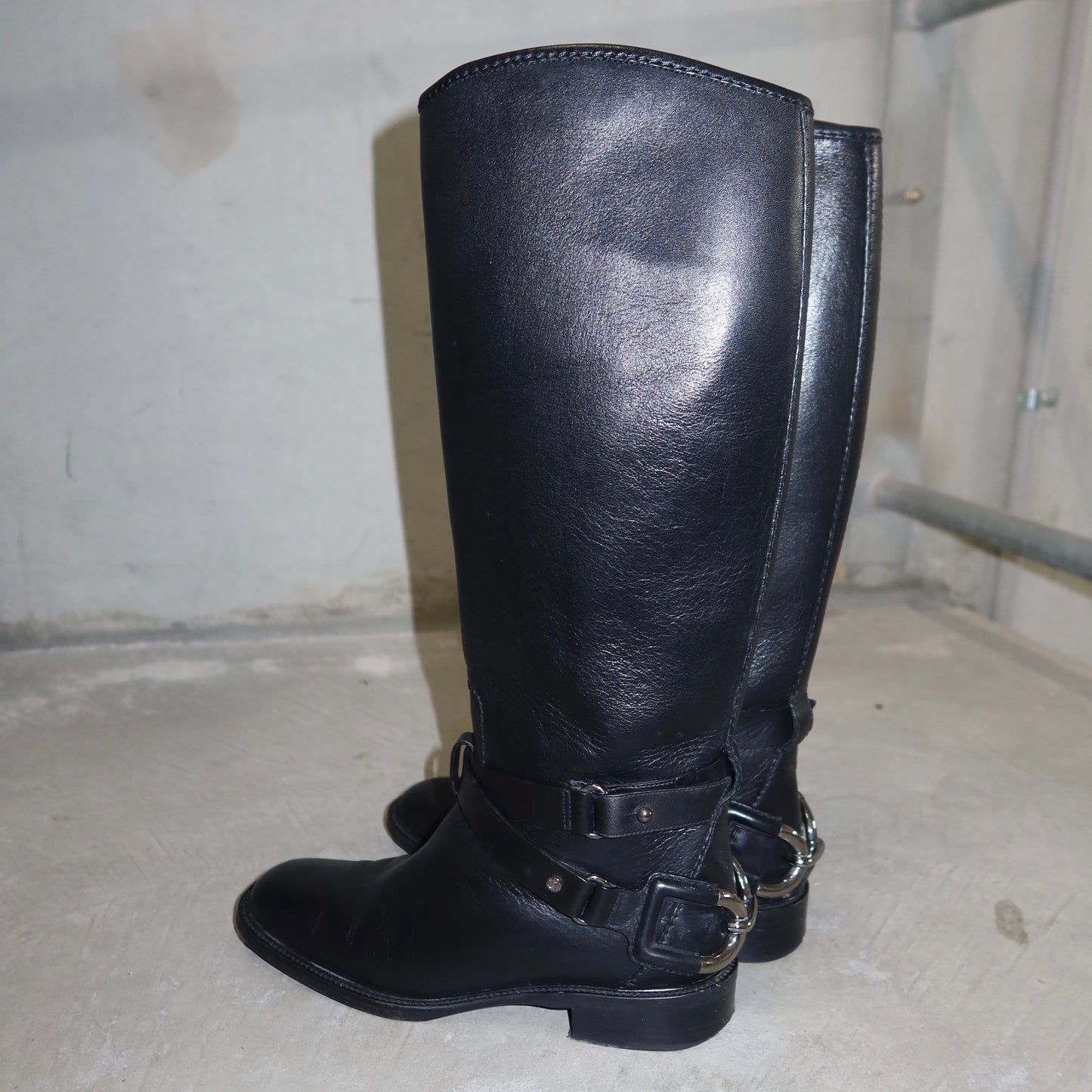 Celine Black Leather Horse-Bit Boots (37)