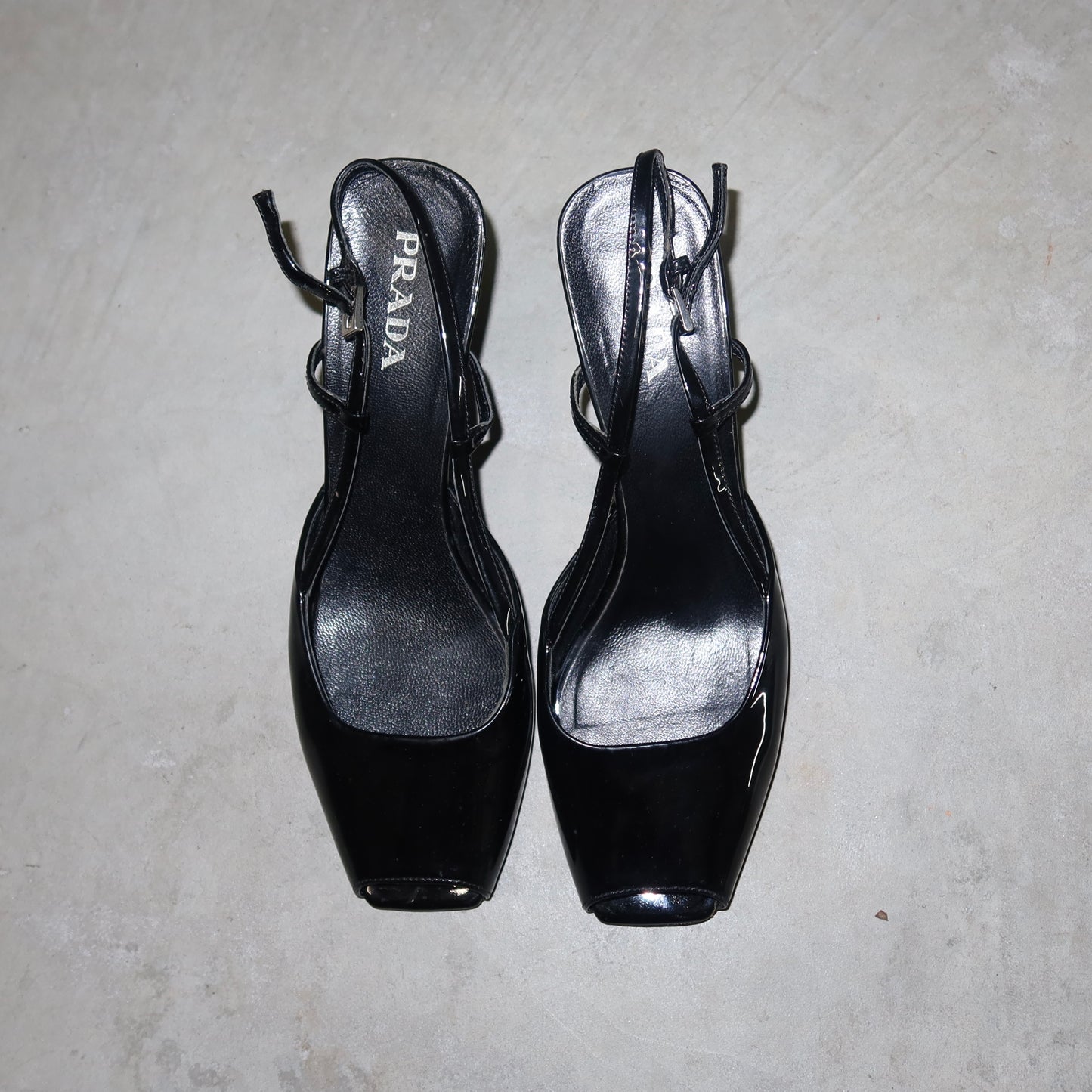 Prada Patent Peep Toe Wedges (38.5)