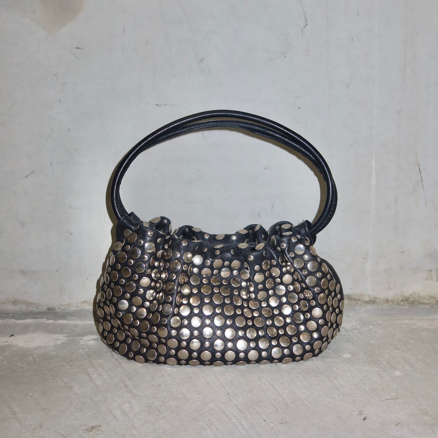 Sonia Rykiel Black Leather Domino Bag