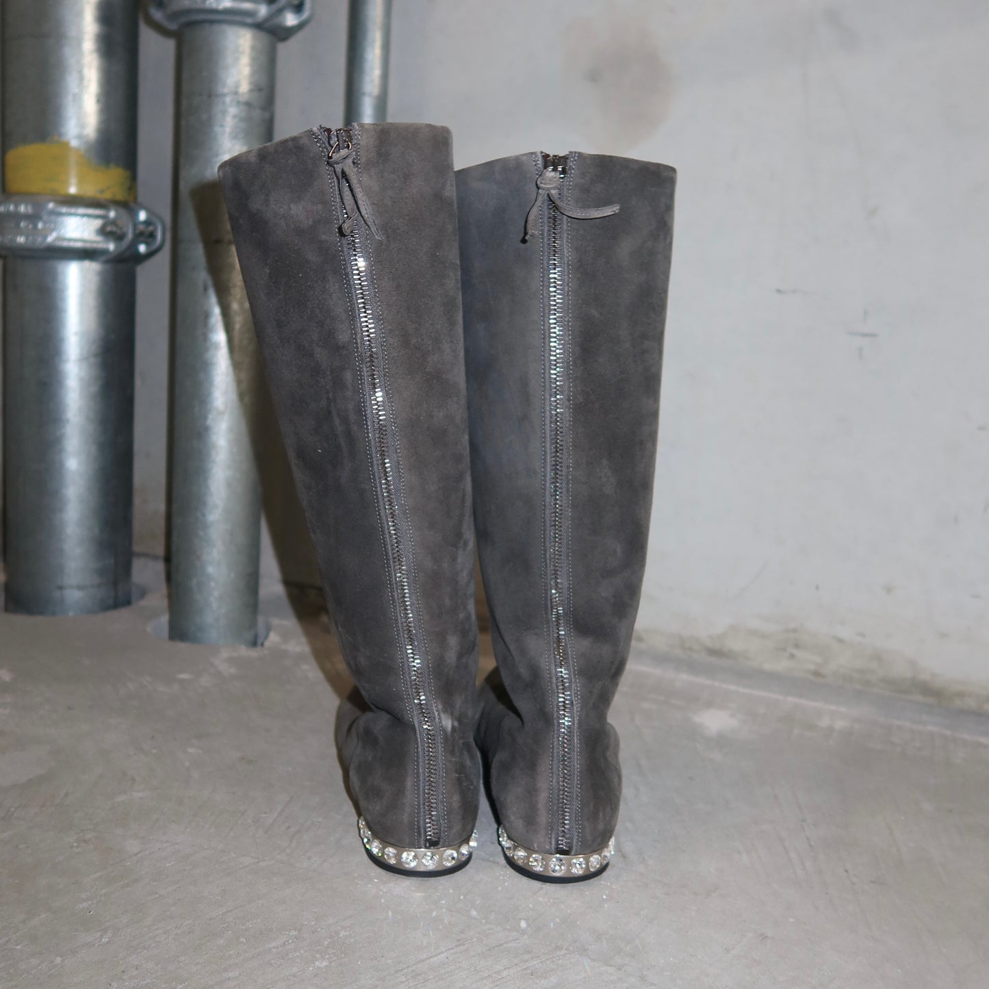 Miu Miu Grey Suede Boots (38)