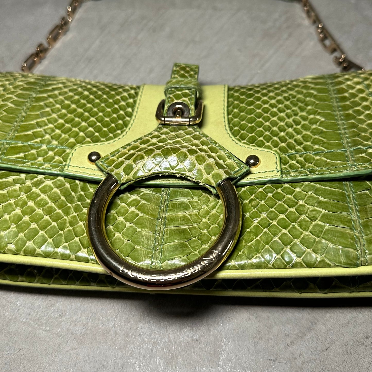 Dolce & Gabbana Flap Front FW04 Green Python Handbag