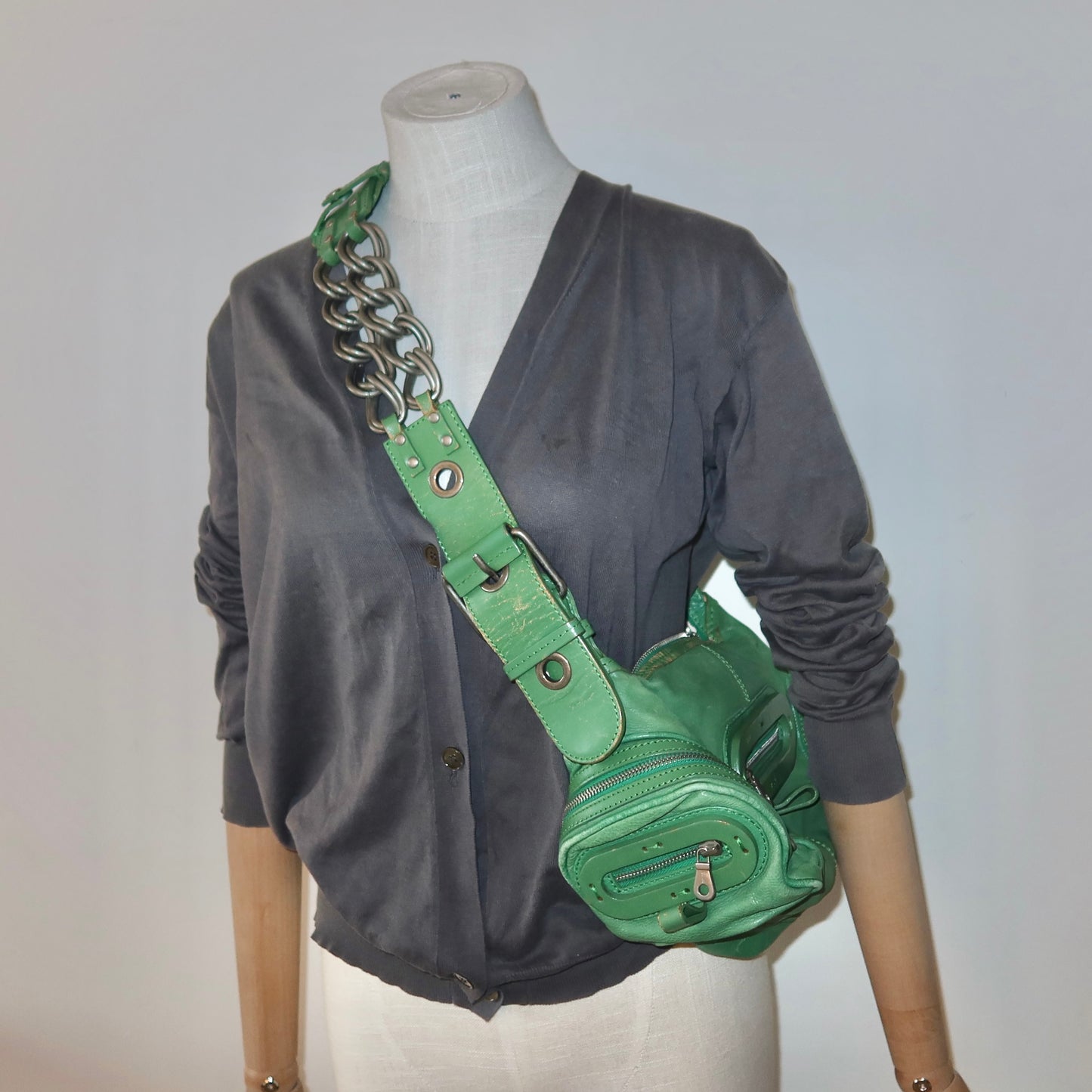 Chloé Green Leather AW2003 Chain Bag