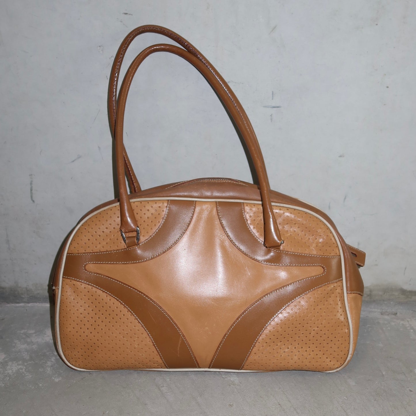 Prada Brown Leather Bowling Bag