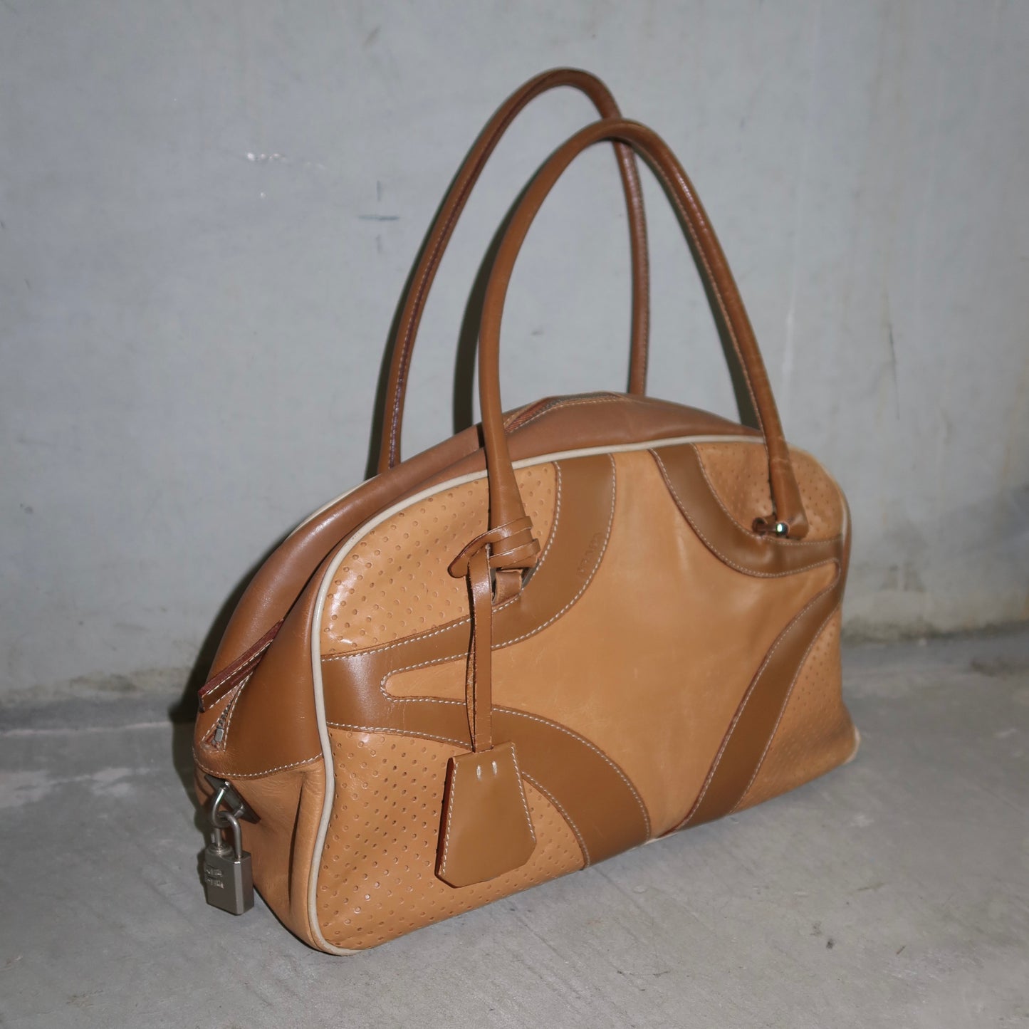 Prada Brown Leather Bowling Bag