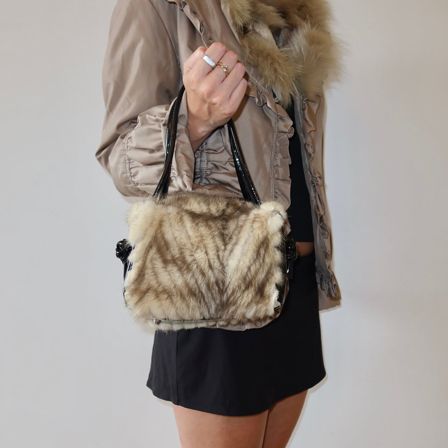 Paolo Masi Patent Mink Fur Mini Bag