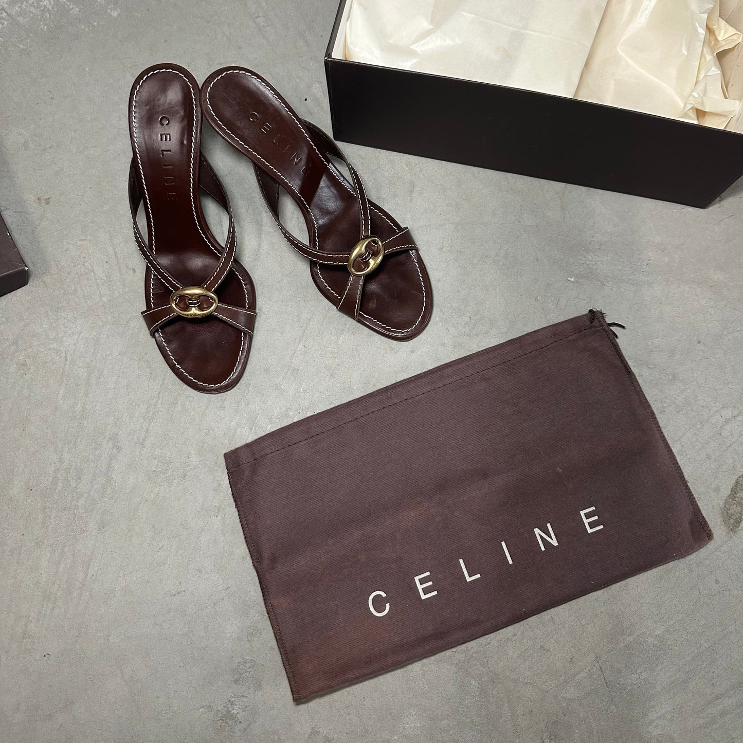Celine Brown Leather Heels