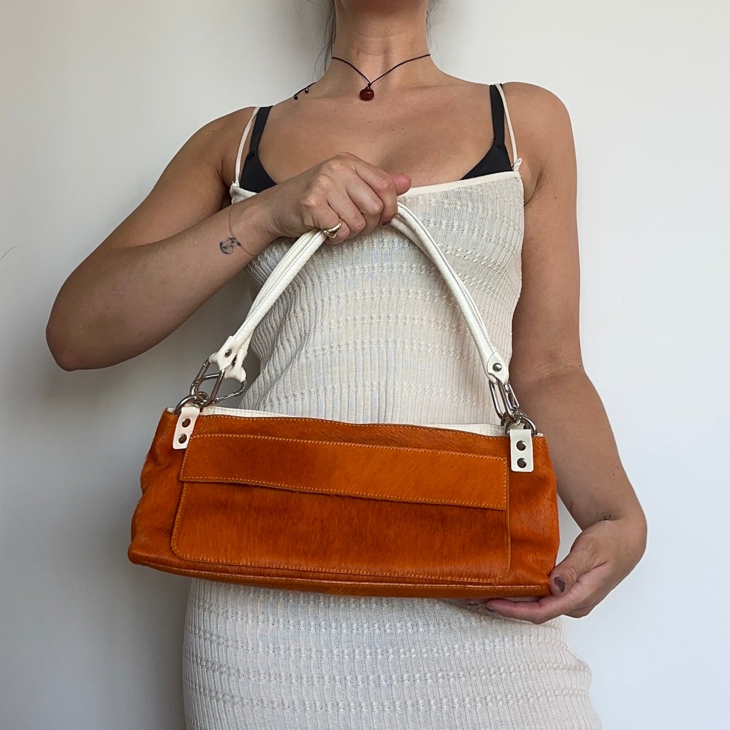 Vintage Orange Cowhide Bag
