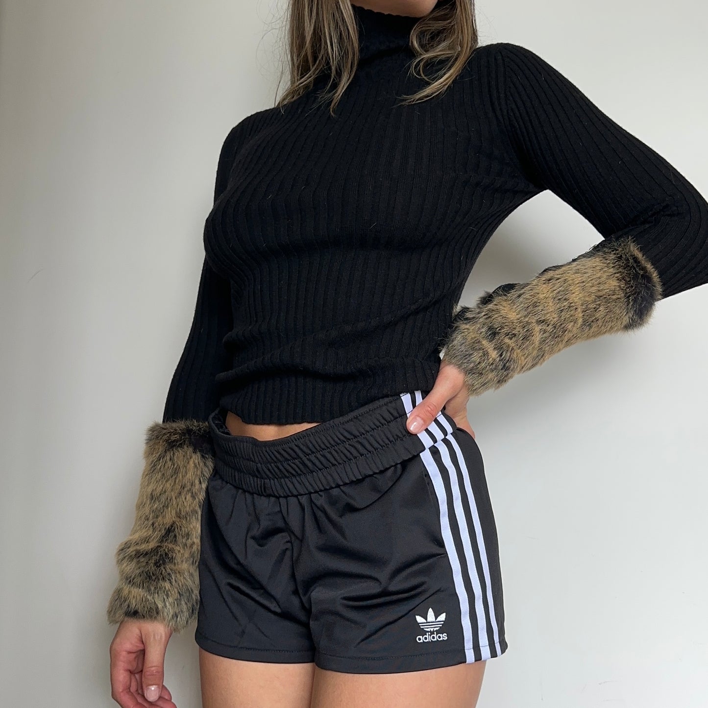 Jean Paul Gaultier Turtle Neck with Rabbit Fur Cuffs