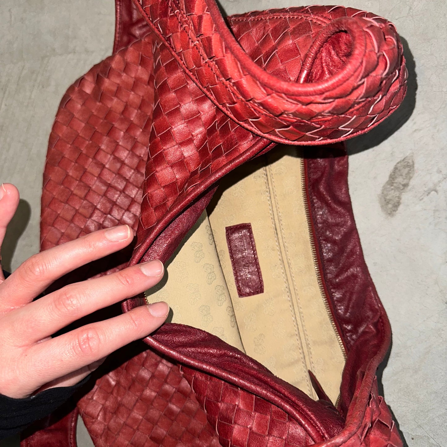 Bottega Veneta Red Intrecciato Crossbody Hobo