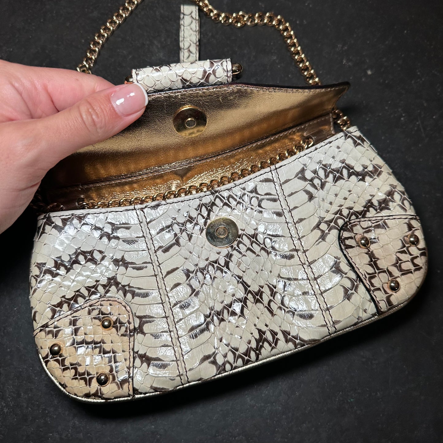 Dolce & Gabbana Python Flap Front Shoulder Bag