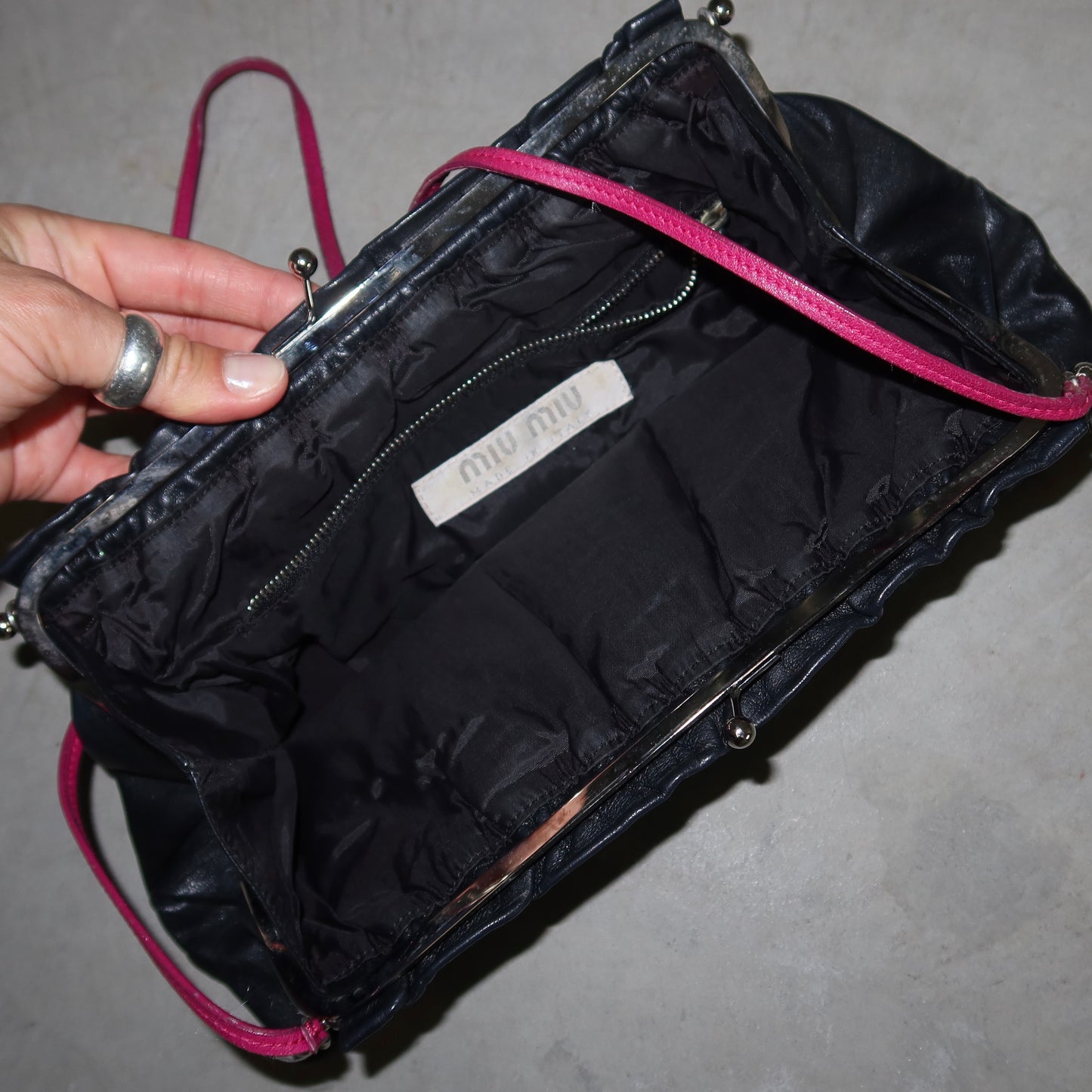 Miu Miu Black & Pink Leather Shoulder Bag