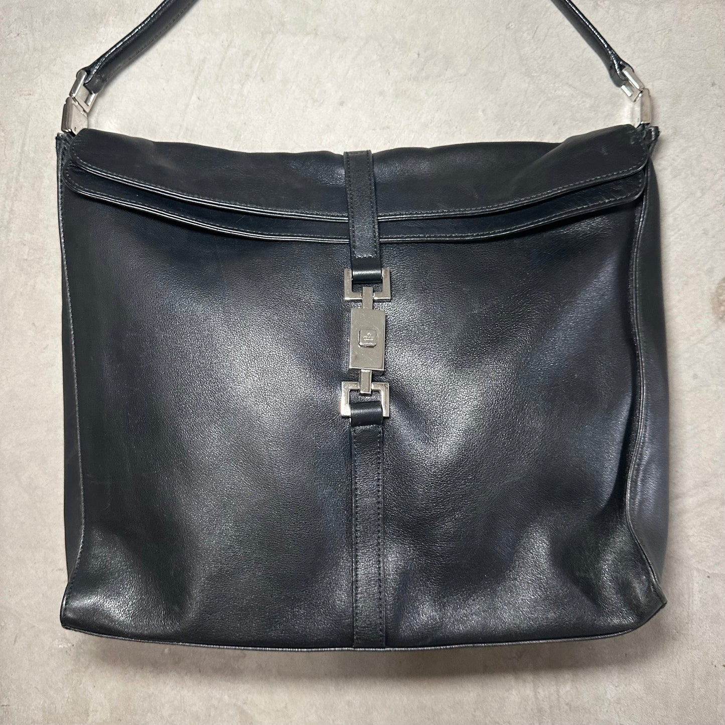 Gucci Square Black Leather Jackie Bag