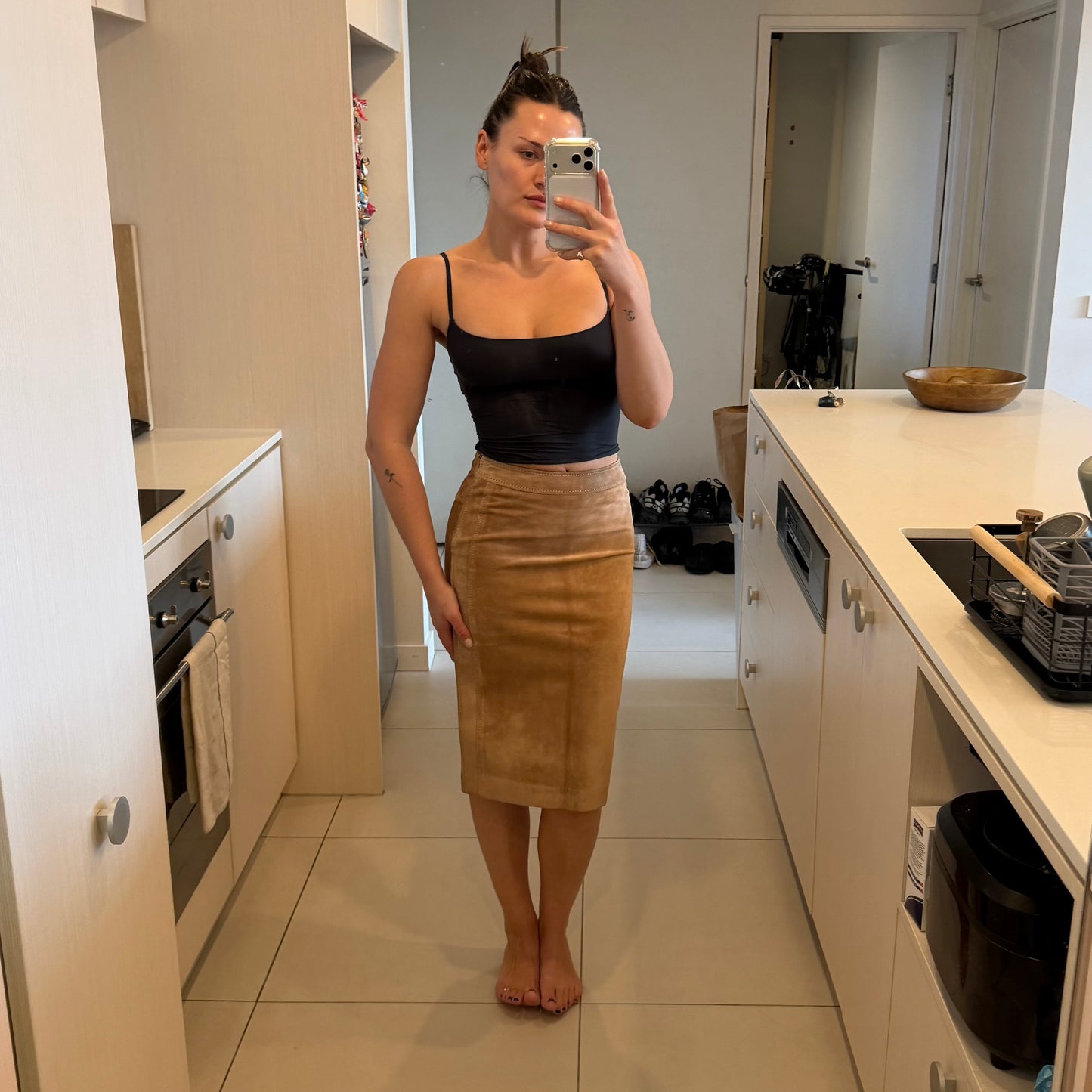 Yves Saint Laurent Suede Pencil Skirt