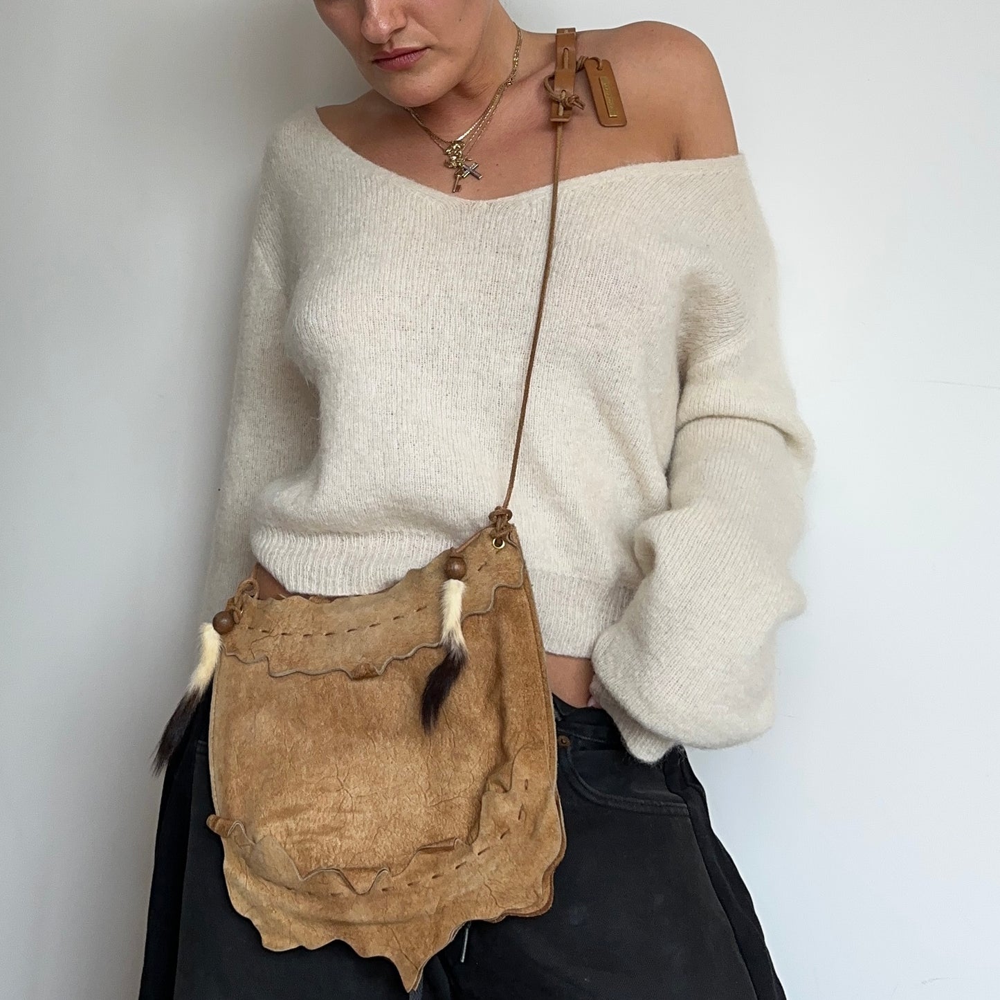 Dolce & Gabbana Suede Bag with Real Fur Tassels