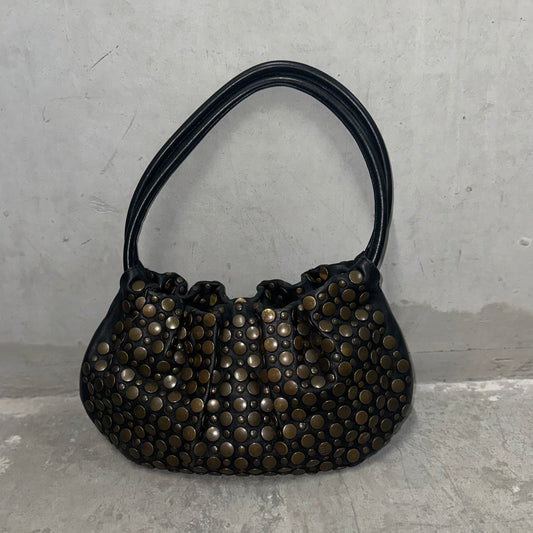 Sonia Rykiel Black Domino Bag with Bronze Studs