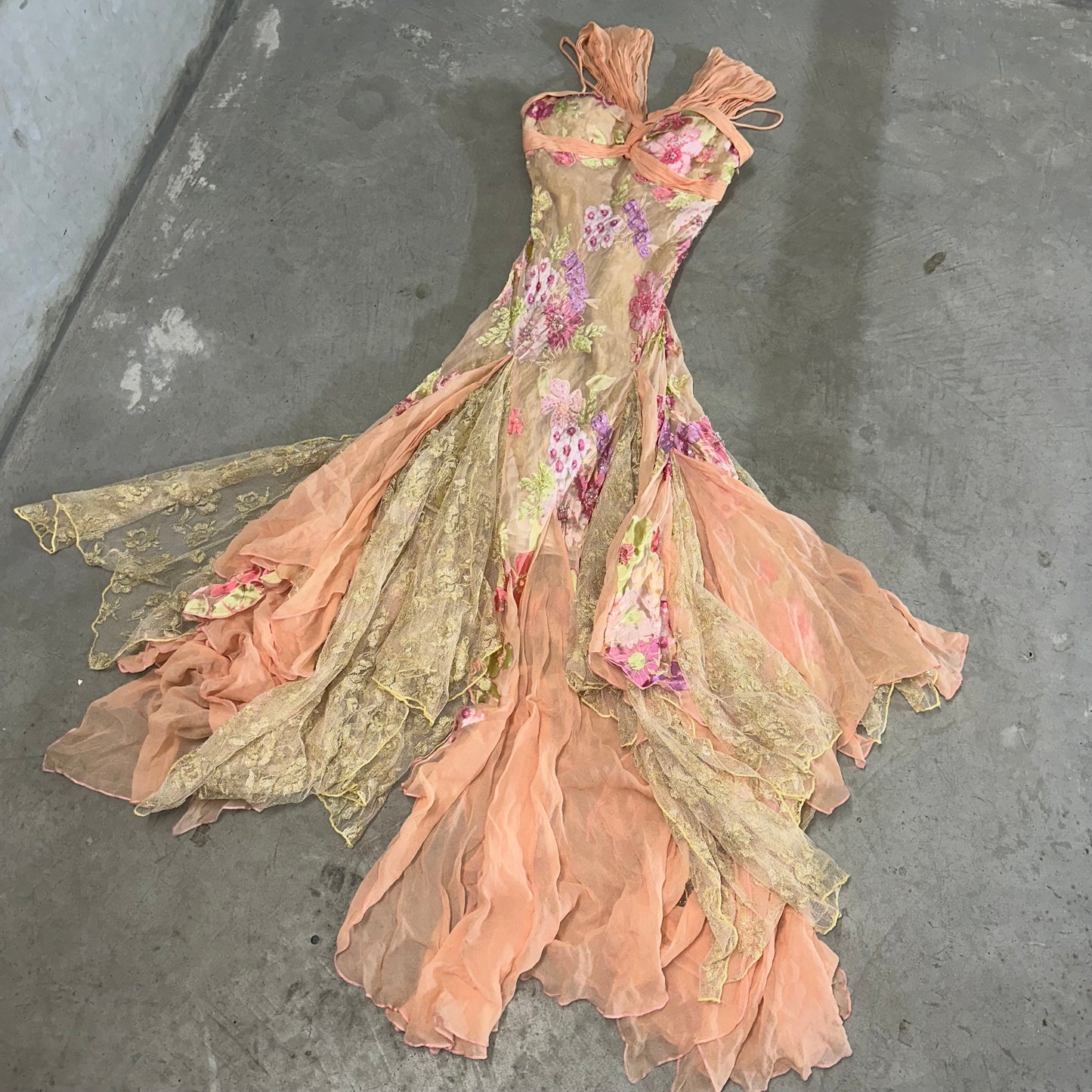 Diane Freis Embellished Floral Dress