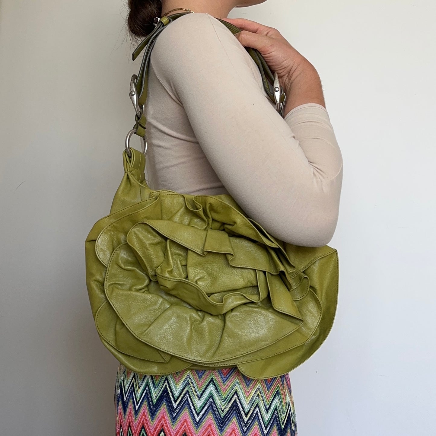 YSL Green Leather Nadja Bag