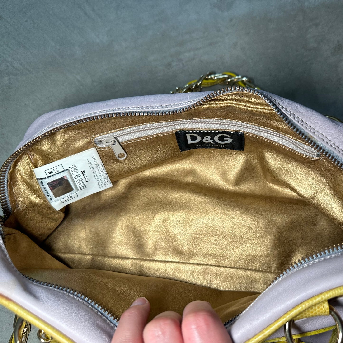 D&G Pink and Yellow Chain Handle Logo Bag