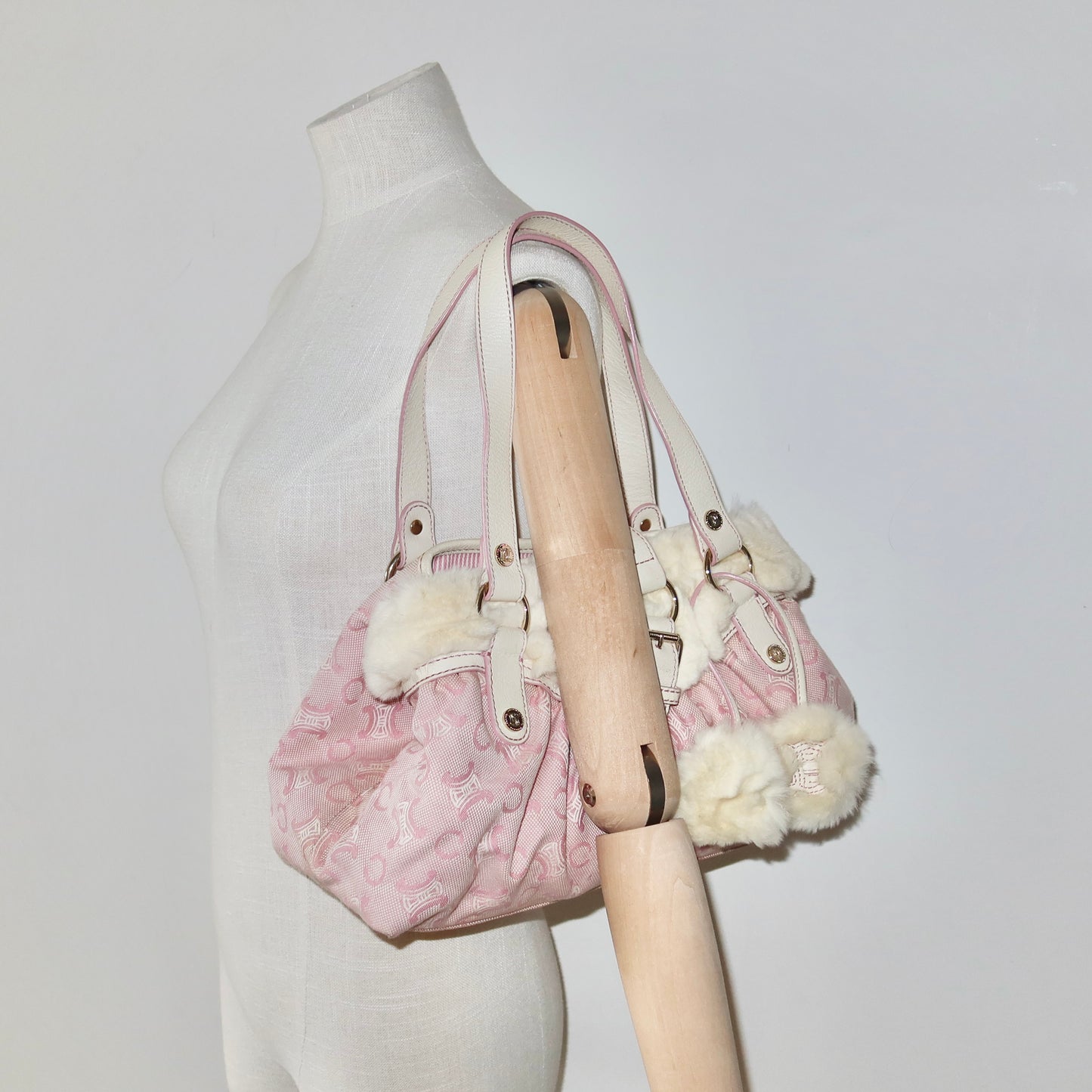 Celine Rabbit Fur Pink Macadam Bag