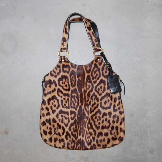 Yves Saint Laurent Cowhide Leopard Print Tote