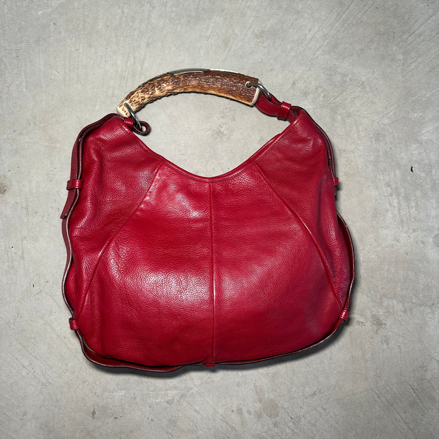 YSL Red Mombasa with Studded Logo
