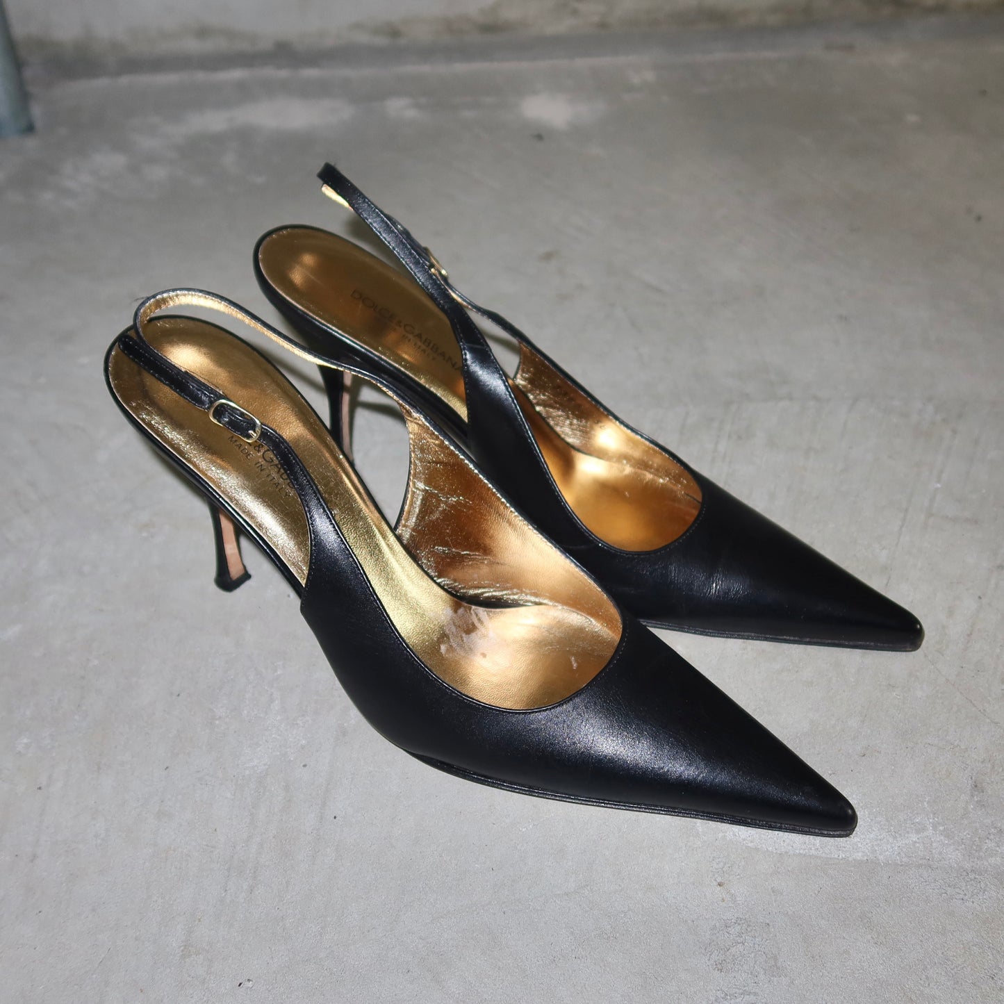 Dolce & Gabbana Black Leather Slingbacks (38.5)