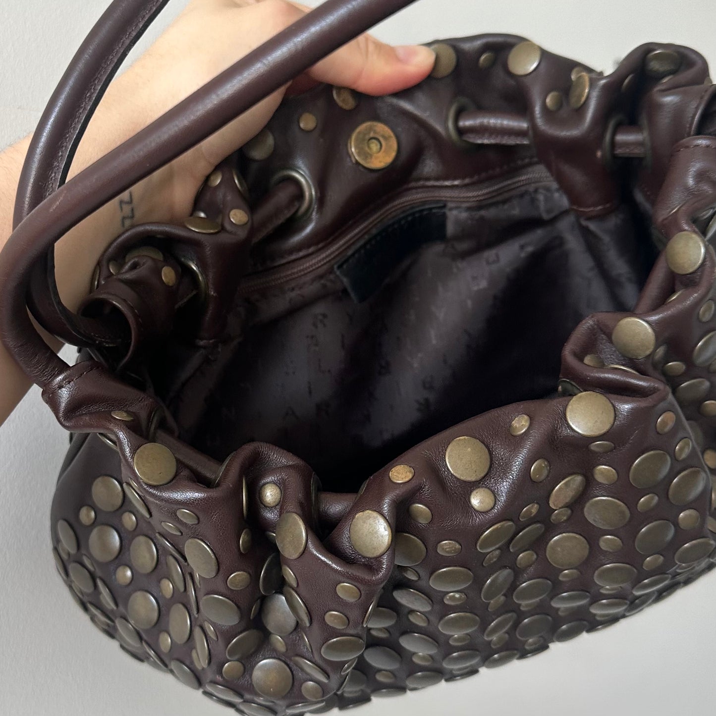 Sonia Rykiel Small Brown Leather Domino Bag