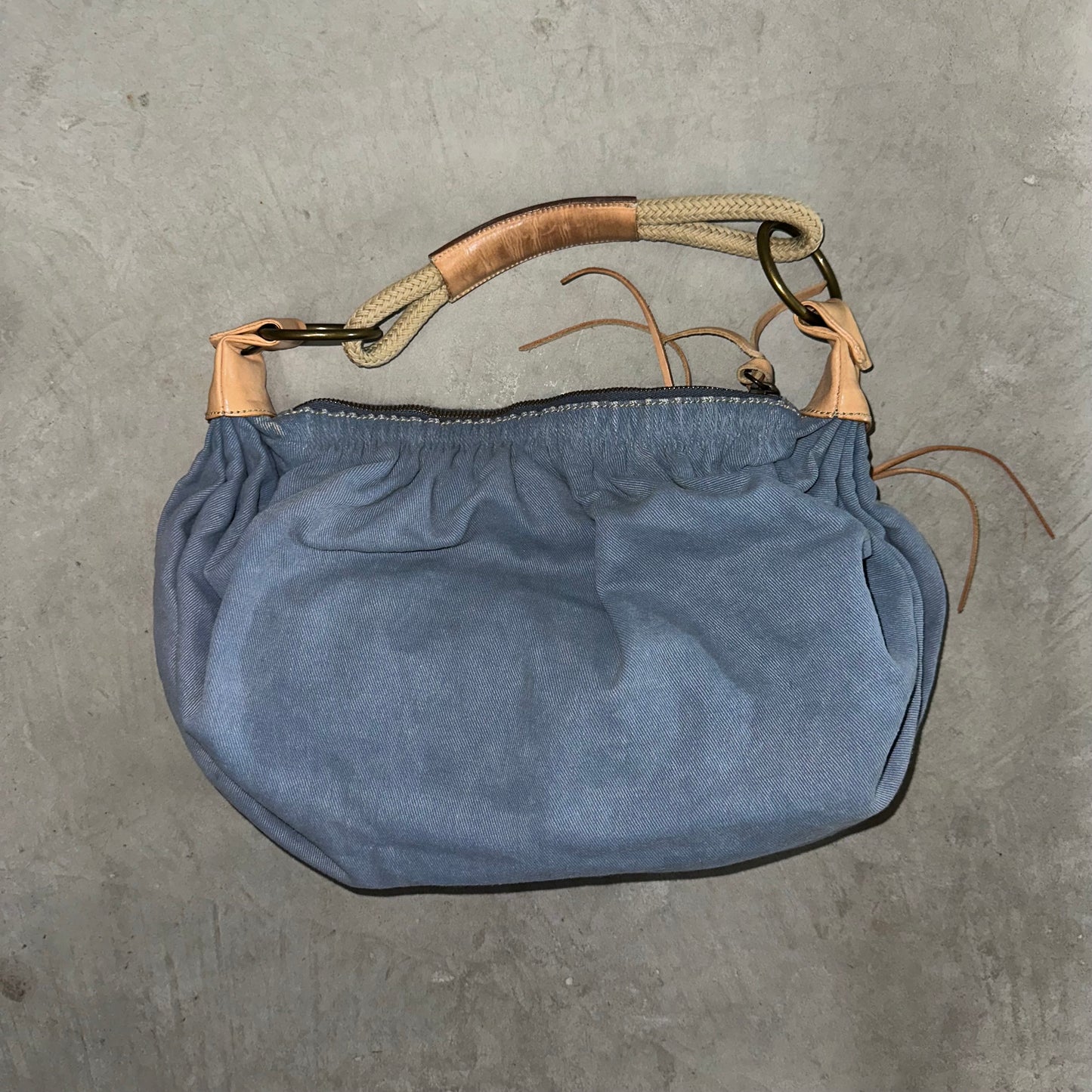 Miu Miu Denim Bag with Flower Appliqué