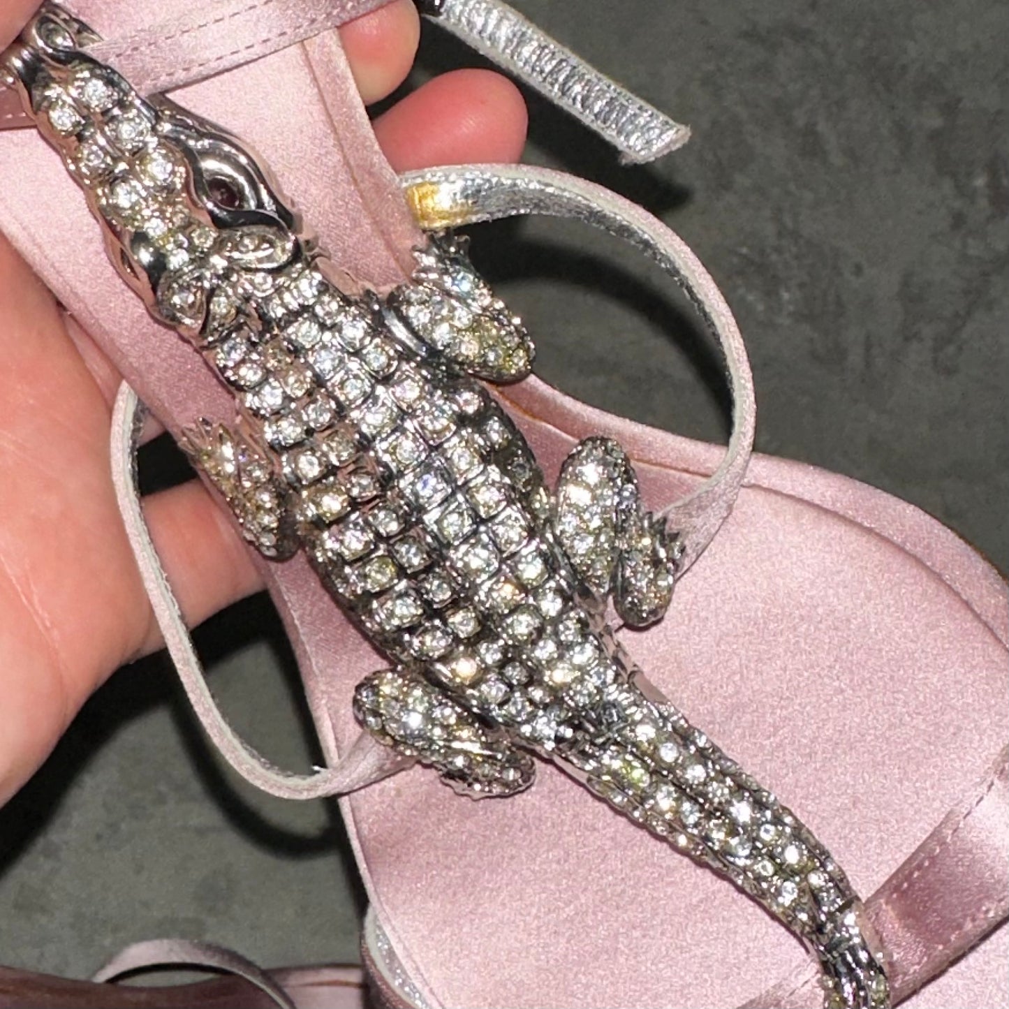 Giuseppe Zanotti Pink Satin Crocodile Heels (37)