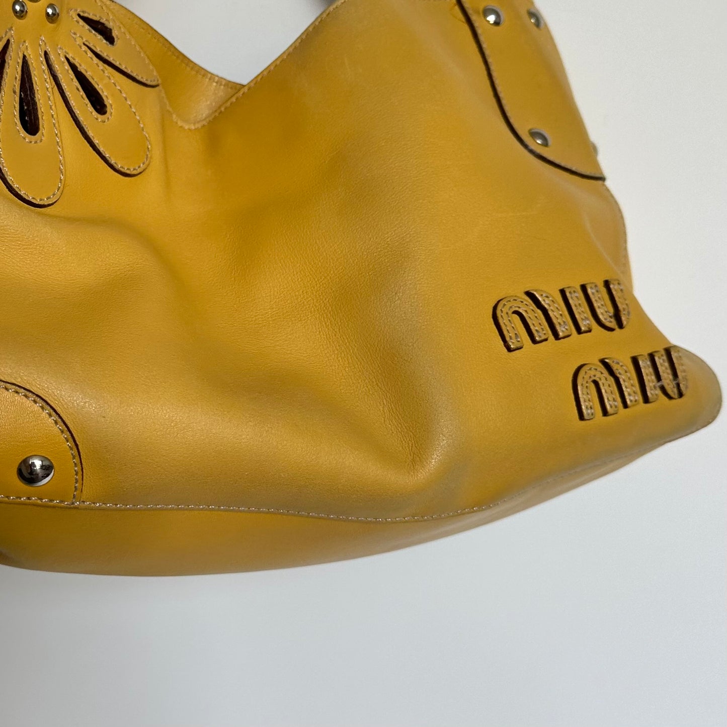 Miu Miu Yellow Logo Shoulder Bag
