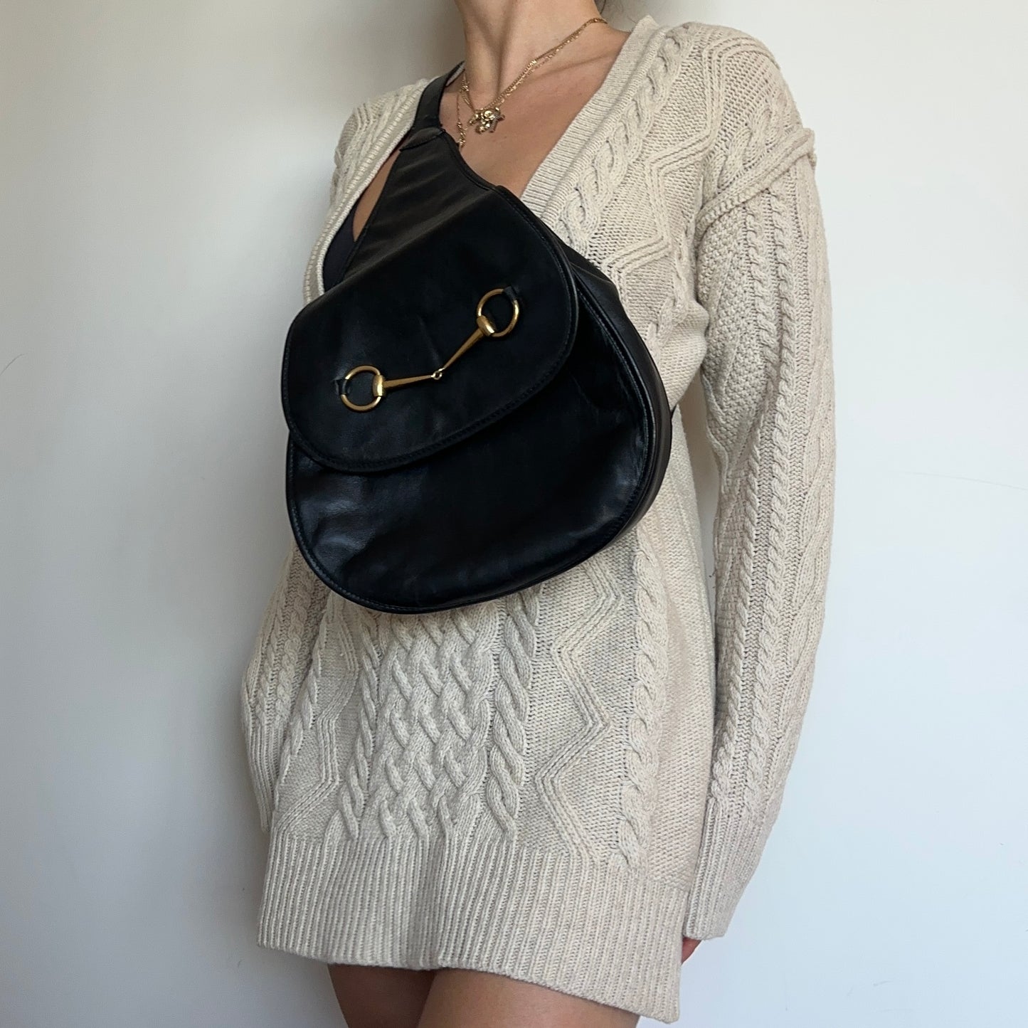 Gucci Black Leather Horsebit Crossbody