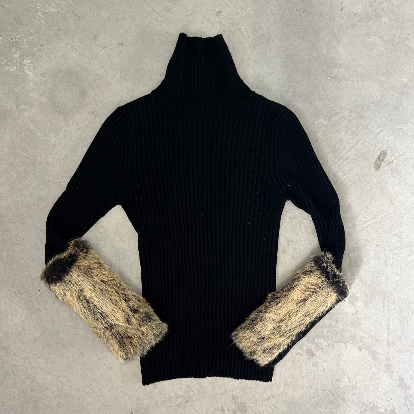 Jean Paul Gaultier Turtle Neck with Rabbit Fur Cuffs