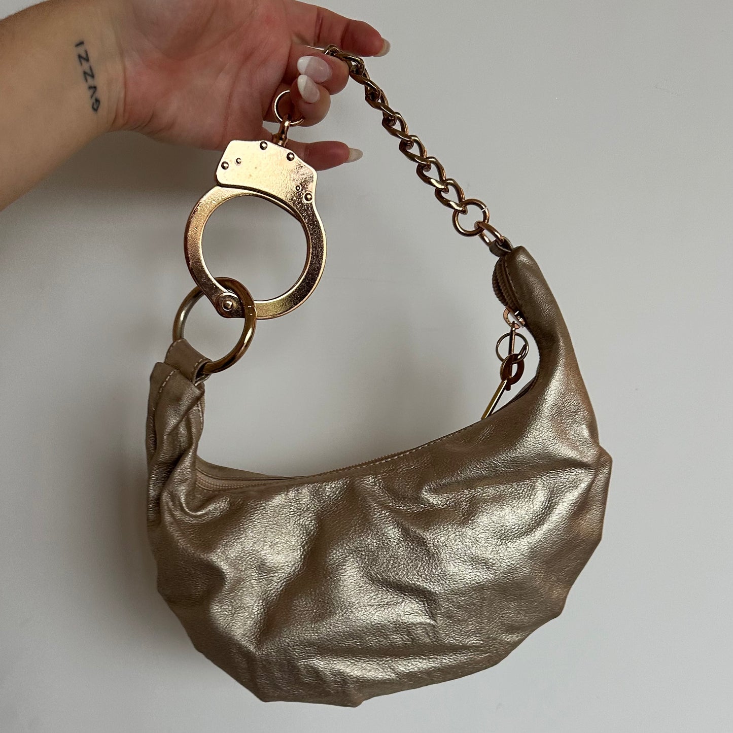 Cuffz Gold Barfly Bag with Gold Hardware and Pink Swarovski
