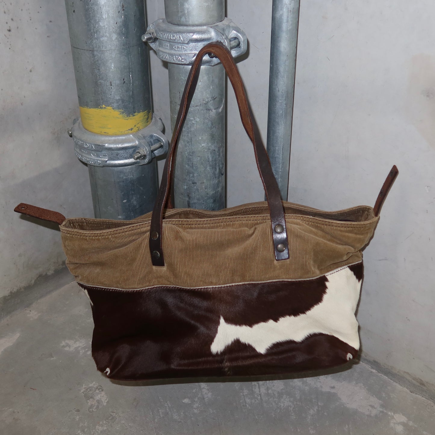 Miu Miu Cowhide and Corduroy Tote