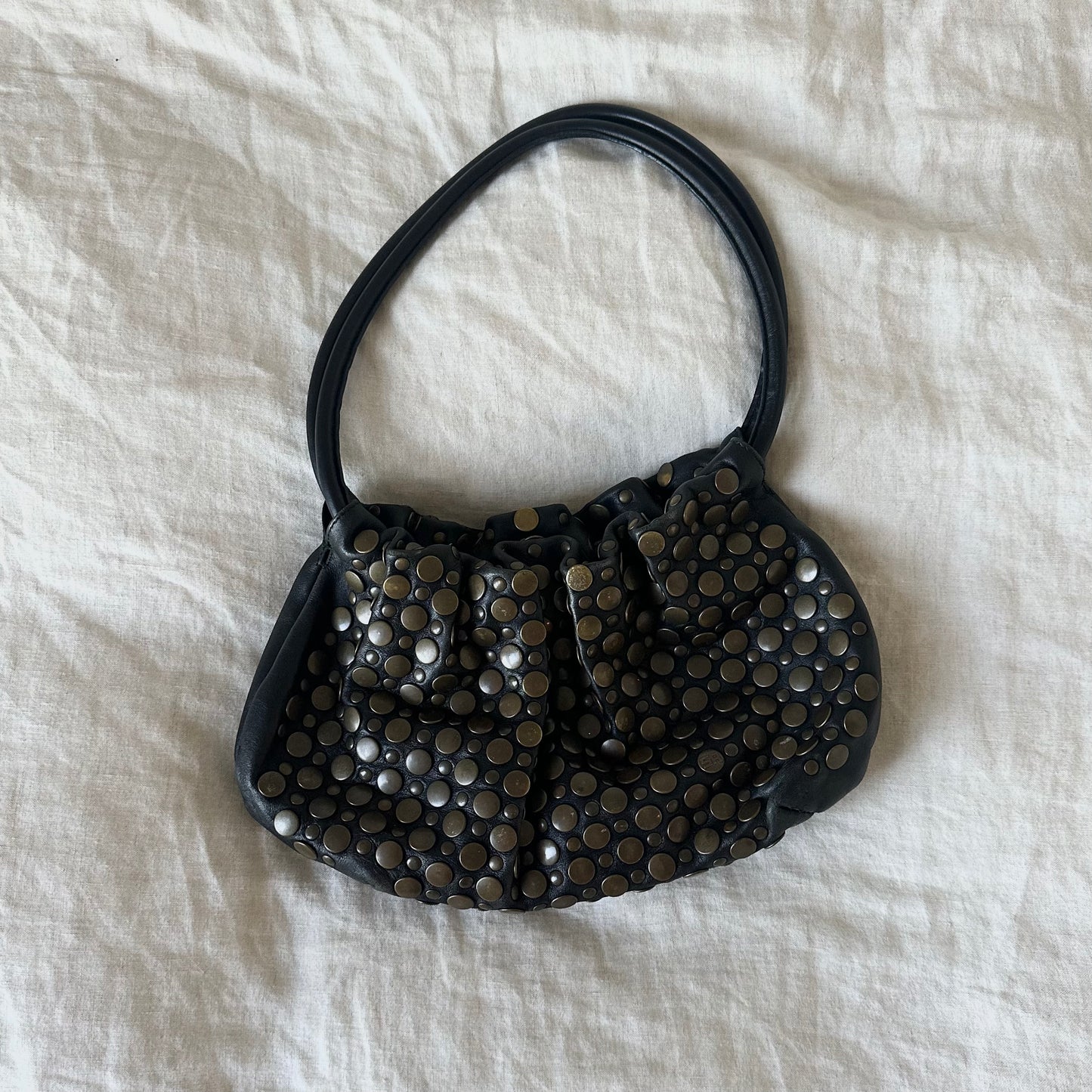 Sonia Rykiel Black Domino Bag with Bronze Studs