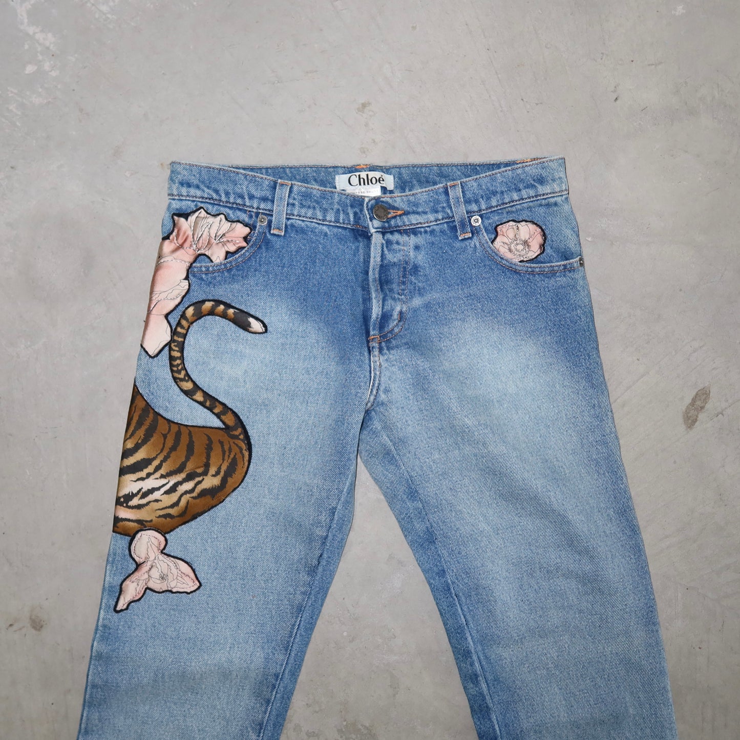 Chloé Rare AW2003 Tiger Patch Jeans