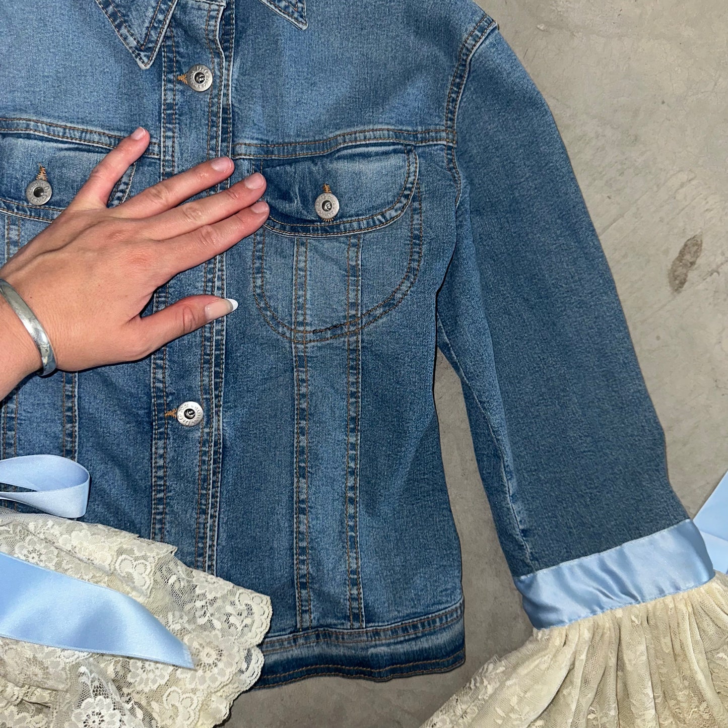 D&G SS2000 Lace Sleeve Denim Jacket